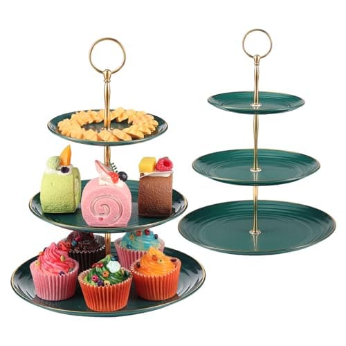 Image of TsunNee 2-Pack 3-Tier Cake Stand Cupcake Holder, Dessert Plates Cakes Fruit Cookie Candy Display Tower Serving Platter, Pastry Tiered Serving Tray for Chiristmas Wedding Birthday Tea Party