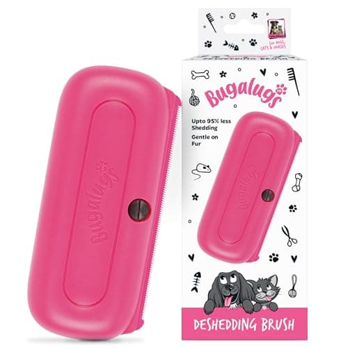 Image of Bugalugs Deshedding Brush for Dogs, Cats, Horses - Pet Grooming Tool that is Gentle & Effective With Wide Shallow Comb, Smooth Groomer for Dog, Cat and Horse