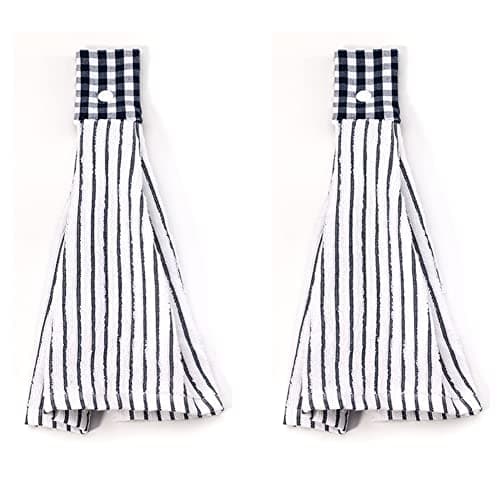 Image of Volicph Kitchen Cloth Towel - 2 Pack - Blue Stripes - 100% Cotton - 30cm x 30cm - Classic Striped - Super Soft - Quick Dry