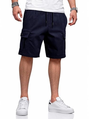 Image of Meilicloth Mens Cargo Shorts Casual Summer Running Shorts Athletic Workout Gym Sweat Pants with Pockets Navy Blue