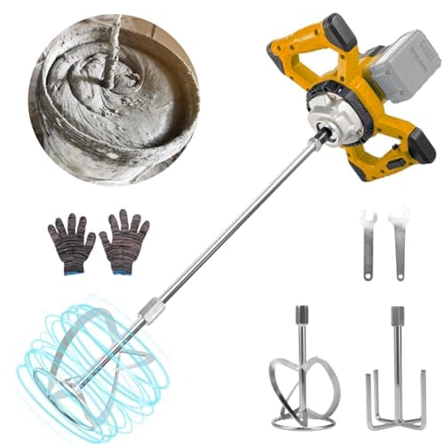 Image of Cordless Cement Mixer for Dewalt Battery, 3200W Electric Concrete Mixer with 2 Mixing Paddles 780RPM Plaster Mixer 6 Speed Portable Mortar Mixer Concrete Stirrer Tools for Feed, Plaster, Paint