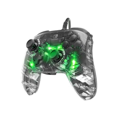 Image of PDP Afterglow Deluxe+ LED Wired Gaming Controller - Licensed by Nintendo for Switch and OLED - RGB Hue Color Lights - See through Gamepad Controller - 3.5 mm Jack - Dual Vibration - Paddle Buttons
