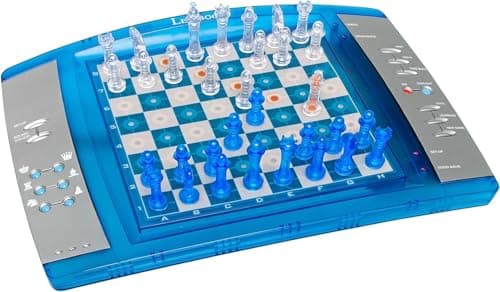 Image of Lexibook ChessLight®, Electronic Chess Game with Touch-Sensitive Keyboard and Light and Sound Effects, 32 Pieces, 64 Levels of Difficulty, Battery or Plug, Blue/Grey