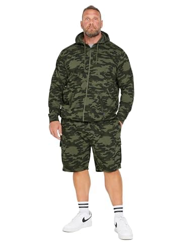 Image of BadRhino Big & Tall Dark Camo Print Zip Through Hoodie - Men's - Plus Size Curve