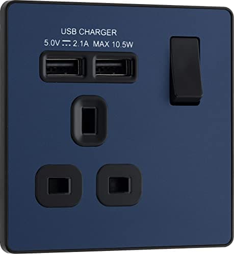 Image of BG Electrical Evolve Single Switched Power Socket + 2 USB Charging Ports
