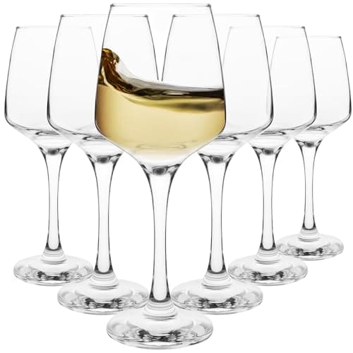 Image of Homiu Large White Wine Glasses | Set of 6 | 330 ML | Crystal Wine Drinking Glass | Florence Collection | Party Wedding Gift Cocktail | Home Restaurants Kitchen Glassware | Dishwasher Safe