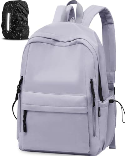 Image of FIORETTO Backpack Womens School Bag Girls Boys, Lightweight Water-Resistant Fits 15.6” Laptop Large Capacity Rucksack with Rain Cover, Ideal for School College Commuting Travel Grey