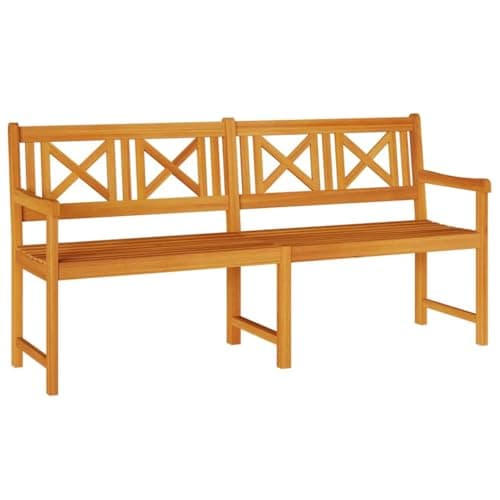 Image of RCODSSK Solid Acacia Wood Garden Bench, Rectangular Outdoor Bench 180 x 56 x 90 cm, Brown Modern Design with Ergonomic Armrests for Patio Balcony