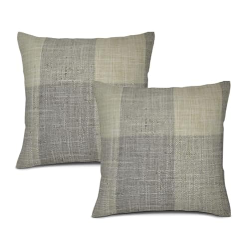 Image of Roscan Boho Pillow Covers Home Decor, 18x18 Set Of 2 Throw Pillow Covers Decorative Square Cushion Covers for Couch Bed Car (Check Please Moonstone Pillowcase)