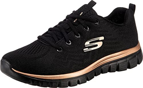 Image of Skechers Women's Graceful Get Connected Trainers, Black Mesh/Rose Gold Trim, 4 UK