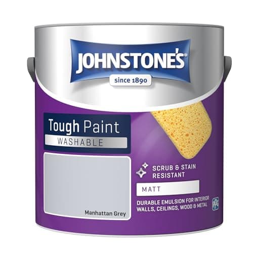 Image of Johnstone's - Washable Paint - Manhattan Grey - Matt Finish - Emulsion Paint - Highly Durable - Stain Resistant - Non Toxic & Low Odour - 12m2 Coverage per Litre - 2.5L