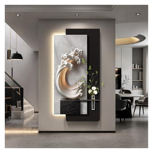 Image of Qxgylz 3D Wall Art Decor With LED Light, Relief LED Decorative Painting, 3D Vision Creative Wall Sculpture Art, Modern Hanging Mural Painting, For Entrance Bedroom(B,120x60cm/47.2x23.6in)