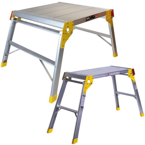 Image of Excel Heavy Duty Multi Purpose Platform Work Bench Folding Hop Up Pack of 2 - Aluminum hop up, Aluminum Stool, Aluminium Ladder, Foldable Hop up, Portable hop up
