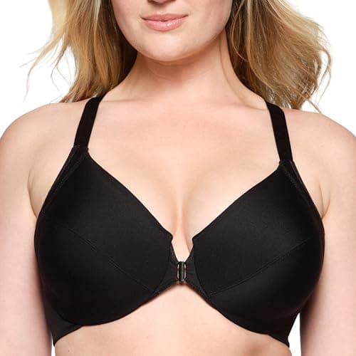 Image of Glamorise Front-Closure Smoothing Wonderwire Underwire Bra 1247 (Women's & Women's Plus) Black