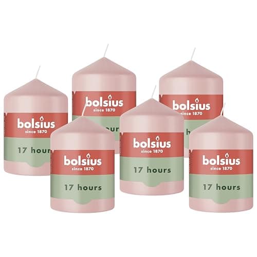 Image of Bolsius - Essentials - Pillar Candle - Light Pink - 3,1” - Length Burning Time 17 Hours - Unscented - Natural Plant Wax - Without Palm Oil