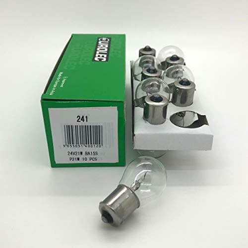 Image of 10 x Eurolec 241 P21W 24v 21w BA15S Brake Tail Indicator Reverse Fog Light Bulb - Truck Lorry
