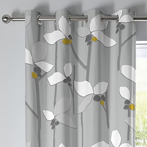 Image of Fusion - Kalmar - 100% Cotton Pair of Eyelet Curtains - 66" Width x 54" Drop (168 x 137cm) in Grey