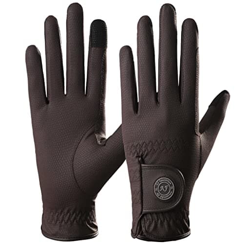 Image of AF EQUESTRIAN Ladies Horse Riding Gloves Equestrian Premium Synthetic Leather Sui Sereno Ladies Gloves Snake Skin Design Brown (Small)