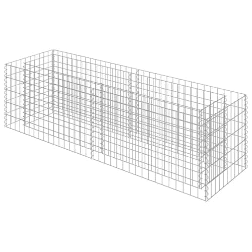 Image of vidaXL Gabion Raised Bed in Silver, Galvanised Steel Material - High Load Capacity & proof Planter Box Suitable for Gardens, Patios, Decks