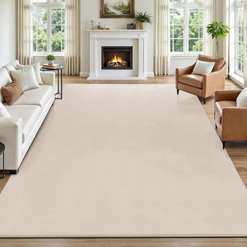 Image of SHACOS Beige Rugs Living Room Large 200x300 cm Washable Rug Anti Slip Fluffy Area Rugs Non-Slip Bedroom Rug Soft Carpets for Living Room