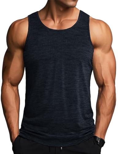 Image of MAGCOMSEN Round Neckline Sleeveless Vests Lightweight Sun Protection Breathable Underwaist Jogging Running Training Gym Fitness T-Shirt Black