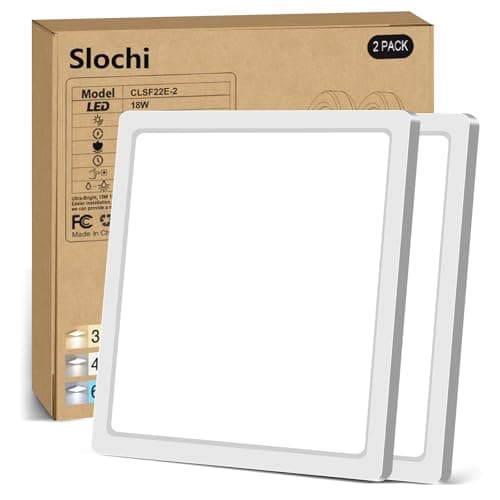 Image of slochi 2Pack LED Ceiling Light, 3000K/4000K/6500K 3 Color Temperature, IP54 Waterproof Bathroom Light, Modern Square LED Ceiling Lamp for Bedroom, Kitchen, Hallway, Outside Porch and MoreØ22CM(White)