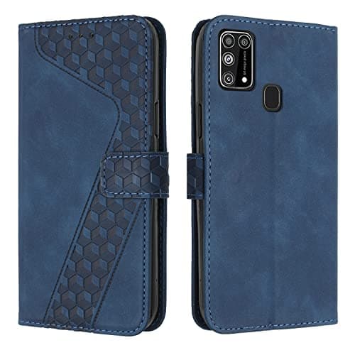 Image of OKZone Compatible With Samsung Galaxy M31S Case, Wallet Case PU Premium Leather with Card holder Slots Magnetic Shockproof Protect Flip Cover Bookstyle Phone Cases Cover for Samsung M31S (Blue)