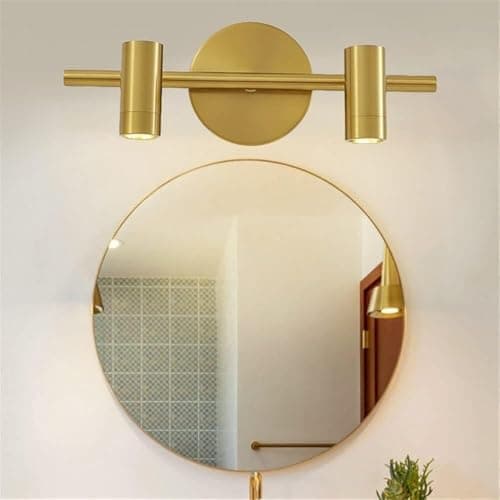 Image of MYUYEE Cylinder Led Bathroom Vanity Light With Brushed Brass Metal Wall Mount Lamp Sconce Light Indoor,Ceiling Chandelier (2 Lights)
