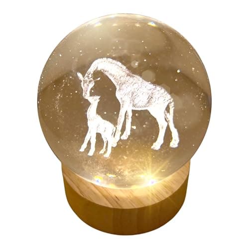 Image of Thorness 3D Crystal Ball Night Light USB Lamp with Giraffe Design – Ludosphere LED Mood Lighting for Home, Bedroom, or Office Decor