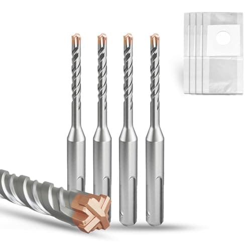 Image of METOTY SDS Plus Hammer Drill Bit 4PC 5mm×110mm, with 4 Carbide Cutting Edges, Head with Coating, Masonry Drill, Hammer Drill, Concrete Drill, for Stone, Concrete, Natural Stone, Brick Wall