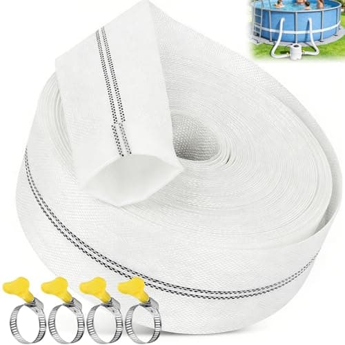 Image of NICEWAT 25mm x 10m Water Pump Hose, Lay Flat Hose with 4 Clamps, Heavy Duty PVC Pond Hose, Layflat Discharge Hose for Pool Industrial Agricultural Use