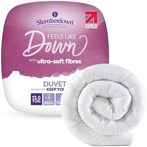 Image of Slumberdown Feels Like Down King Size Duvet 13.5 Tog - Ultra Soft Extra Warm & Snuggly King Quilt for Cold Winter Nights | UK Made, Non-Allergenic & Washable (225 x 220cm)