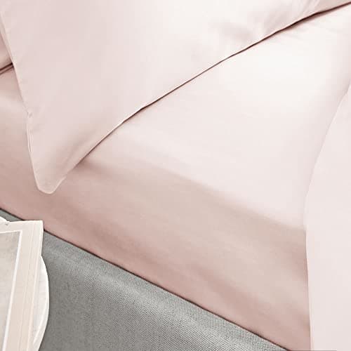 Image of Bianca 400 Thread Count Cotton Sateen Single Fitted Sheet Blush Pink
