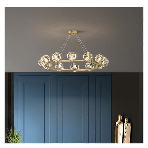 Image of G9 LED Postmodern Round Black Gold Crystal Stainless Steel Light Lamp Ceiling Lamp for Foyer