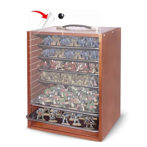 Image of SUNDOY Miniature Carrying Case for Collectibles, Wooden Miniature Storage & Display Case, Portable Figure Model Holder & Transport Box