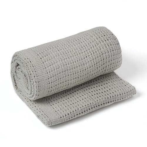 Image of Clair de Lune Soft Cotton Cellular Shawl Baby Pram Blanket Grey 70 x 90 cm