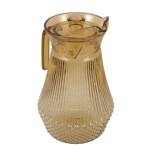 Image of DONFAMDS Ice Tea Pitcher for Family Daily Use and Restaurant 1.5l with Handle, Sturdy Reusable Acrylic Drinking Water Pitcher Suitable for Hot Tea Or Coffee for Fridge