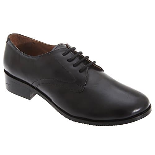 Image of Grafters 4 Blind Eyelet Ladies Cadet Shoe Black Leather, PVC Sole, Size 8 UK