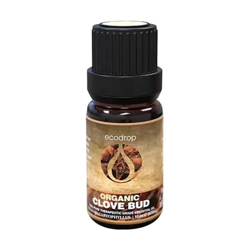 Image of Ecodrop Clove Bud Essential Oil - 10ml Bottle | 100% Pure & Natural Eugenia Caryophyllata Oil | Aromatherapy Massage, Diffuser, Bath & Candle Oil for Focus, Pain & Skin | Organic