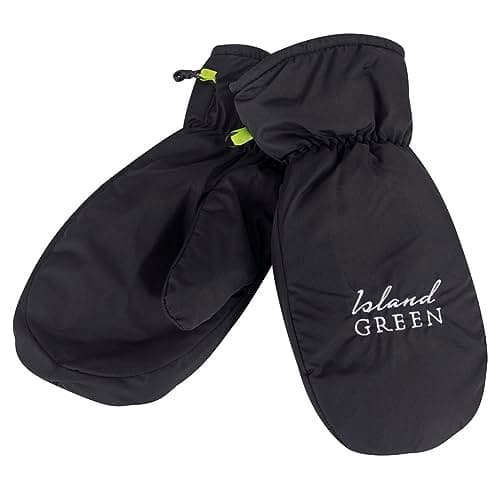 Image of Island Green Mens Fleece Lined Durable Golf Mitts Gloves, Black, One Size