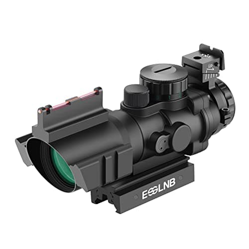 Image of ESSLNB Rifle Scope 4X32 Red/Green/Blue Red Dot Sight with Top Fiber and 11mm/22mm Picatinny Rail Mount for Hunting