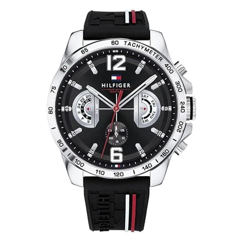 Image of Tommy Hilfiger Analogue Multifunction Quartz Watch for Men with Black Silicone Bracelet - 1791473