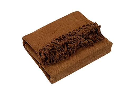 Image of Ascot Cotton Blanket Settee Throw (Chocolate, 102 x 102)