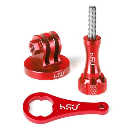 Image of HSU Aluminum Tripod Mount Adapter for GoPro, Hero 13/12/11/10/9/8/7/6/5/4/3 Action Camera Monopod Mount with Thumbscrew (Red)