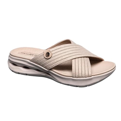 Image of IVACHY Women's Comfort Criss-Cross Slide-On Sandals - Stylish Ease for Every Step- Available UK Size 3 to 7.5 UK