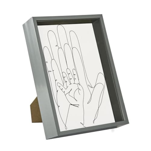 Image of Nicola Spring 3D Shadow Box Photo Frame - 8 x 12 (20 x 30cm) - Pack of 1 - Grey 3D Photo A4 Picture Frame Deep Box Portrait Display Case for Crafts, Keepsakes, Wedding, Graduation