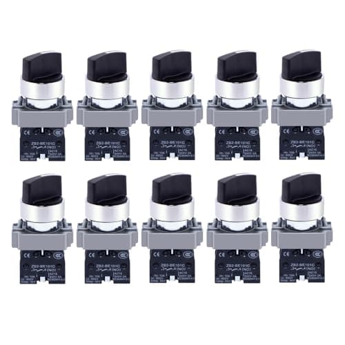 Image of Uadme 2 Position Rotary Selector Switch - 22mm Maintained Latching Changeover Knob for Machine Control, 600V 10A