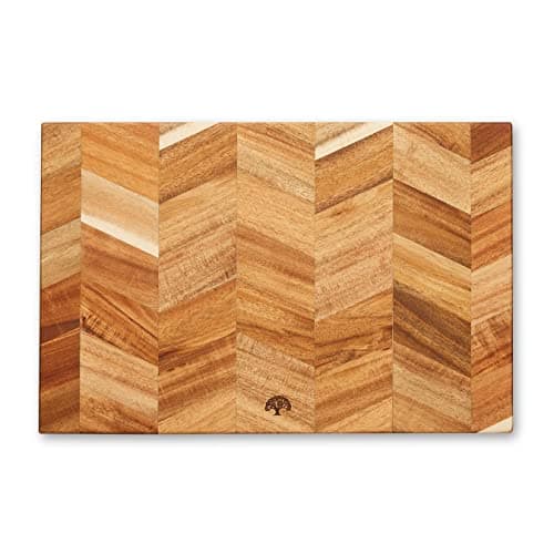 Image of Barbary & Oak BO847022 Chevron Rectangle Chopping Board, Suitable for Food Preparation and Serving, Acacia Wood , Brown