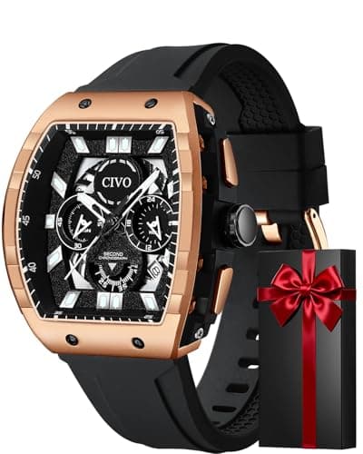 Image of CIVO Mens Watches Stylish Chronograph: Waterproof Sports Wrist Watch Black Analogue Quartz Rubber