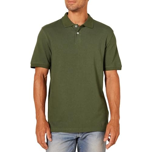 Image of Amazon Essentials Men's Slim-Fit Cotton Pique Polo Shirt, Olive, M